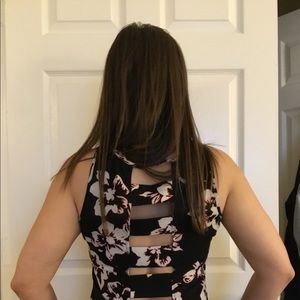 Strappy Back Floral Sleeveless Shirt